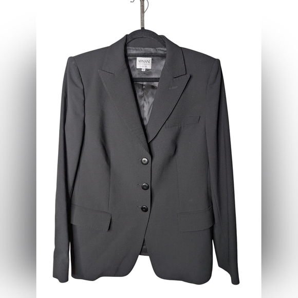 Armani Collezioni Black Wool Blazer sz 14 - Picture 1 of 8